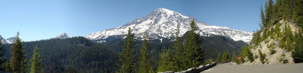 South face of Mount Rainier with the Kautz Ice Cliff