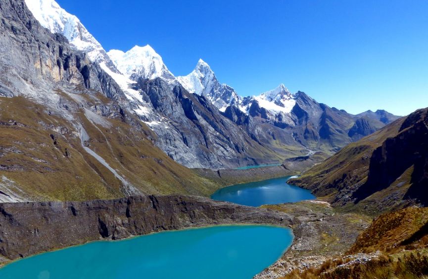 blue lakes at CordilleraHuayhuash, Peru