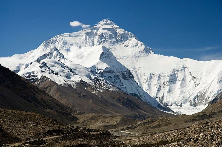 A View of Mount Everest facing toward the Base Camp