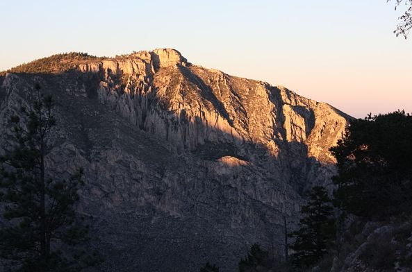 The sun kissed peak at the Guadalupe Mountains, about 20 minutes before dusk