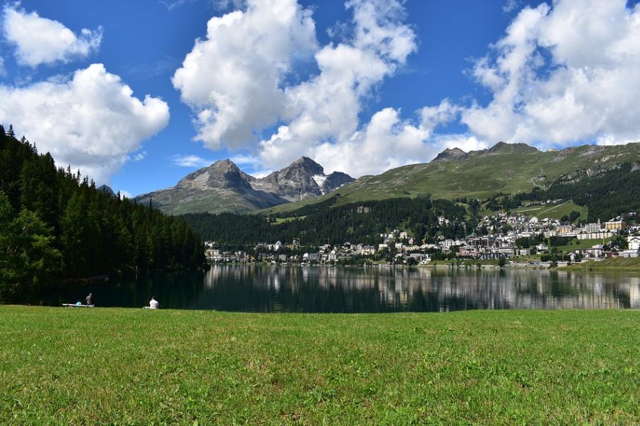 A lake in the valley in St. Moritz