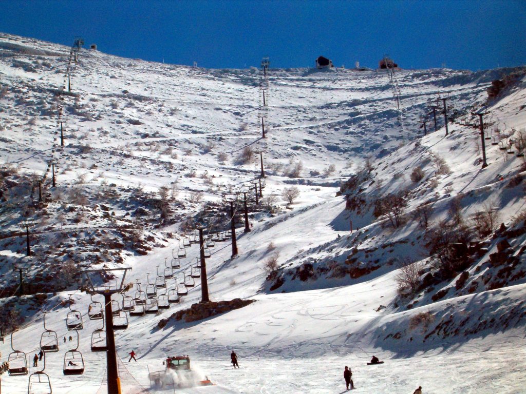 View of the ski-resort and the cable cars