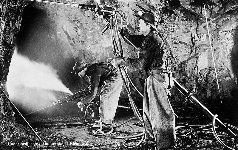 Miners at Work in Kiruna Iron Ore Mine, Sweden