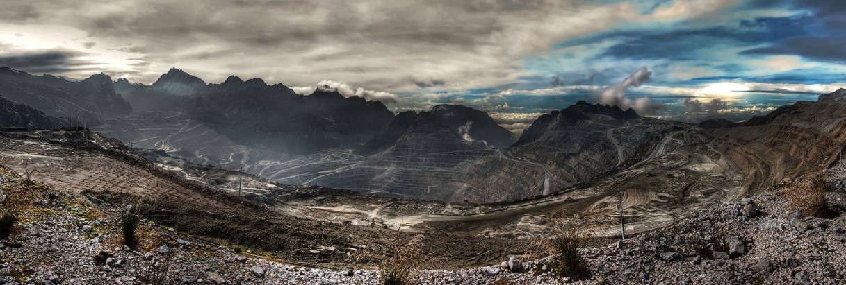 Panorama of Grasberg mine