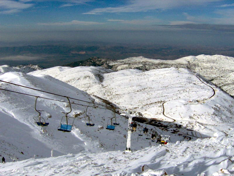 Ski lift with visitors of the Mt Hermon