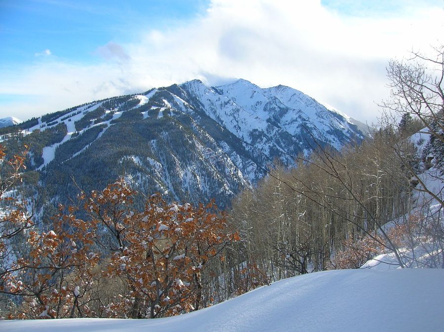 Summit of Aspen Highlands and the backside of the Highland Bowl from Buttermilk Mountain