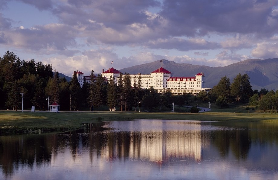The lake and the view of Mount Washington Hotel at Bretton Woods