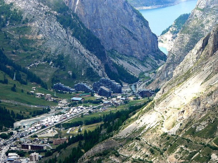 Val d'Isère ski resort. View towards La Daille