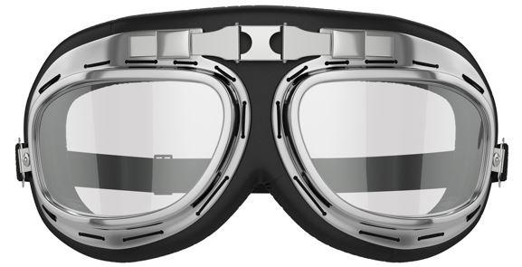 black frame and transparent goggle lenses