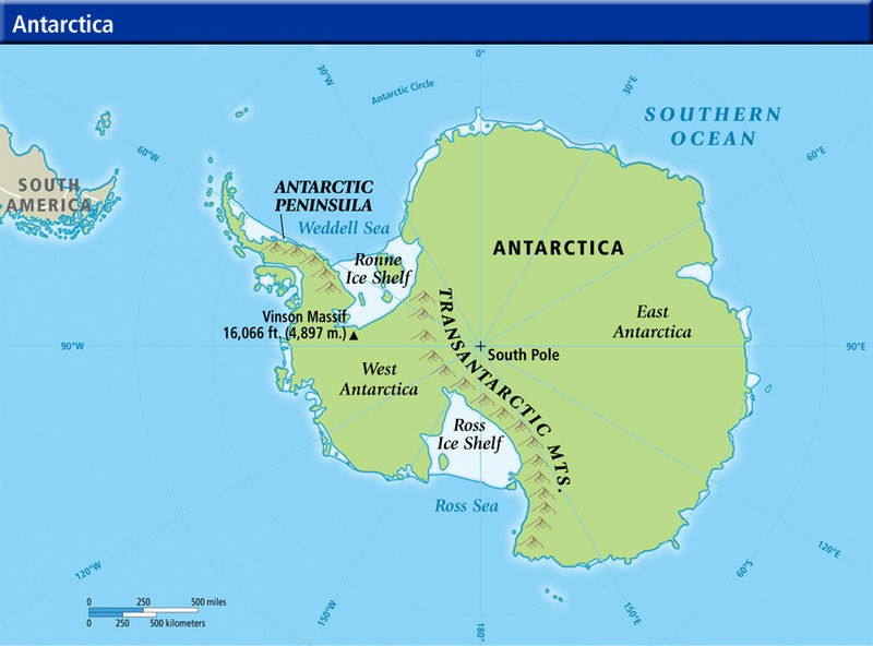 a map of the Transantarctic Mountains